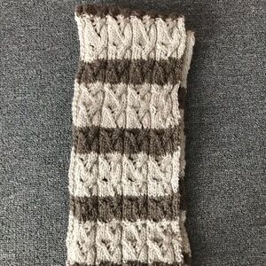 Handmade  Knit Scarf in Brown and Cream